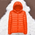 thumbnail image 4 of Packable down Jacket, Lightweight Hooded Puffer, White Duck down Coat Orange M , Coat, 4 of 5