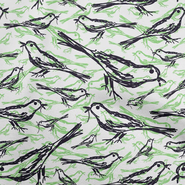 oneOone Georgette Viscose Dark Blue Fabric Bird Craft Projects Decor Fabric Printed By The Yard 42 Inch Wide