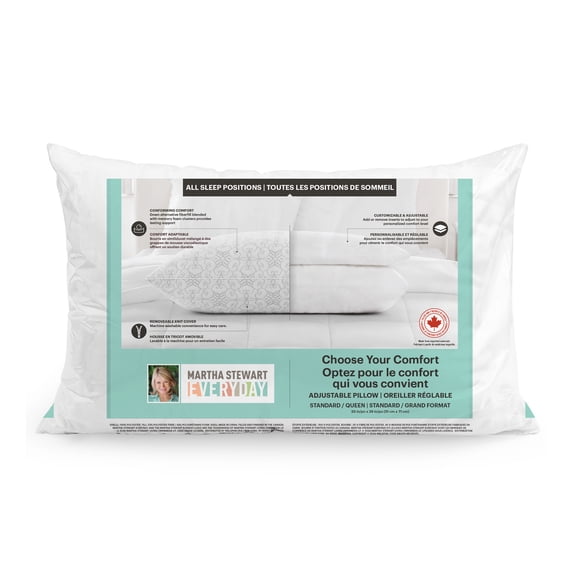 Martha Stewart Everyday Optez pour le confort qui vous convient Standard / Grand Format Oreiller Réglable