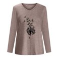 thumbnail image 4 of Yuyuzo Womens Basic Fall Tops V Neck Long Sleeve Dandelion Pattern Comfy Tunic Top Tees Pullover Blouse, 4 of 4