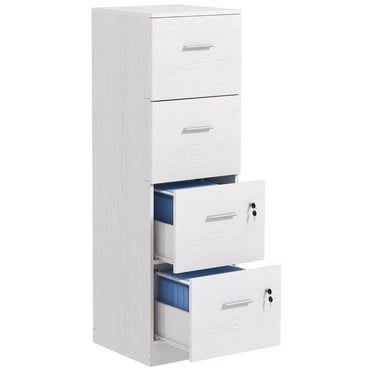 HOMCOM 4 Drawer File Cabinet Locking Filing Cabinet for A4 and Letter Size