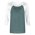 thumbnail image 4 of Birdeem T-Shirt Mode Femme Patchwork Imprimé Bloc de Couleur Manches 3/4 Blouse Col Rond Hauts Décontractés, 4 of 12