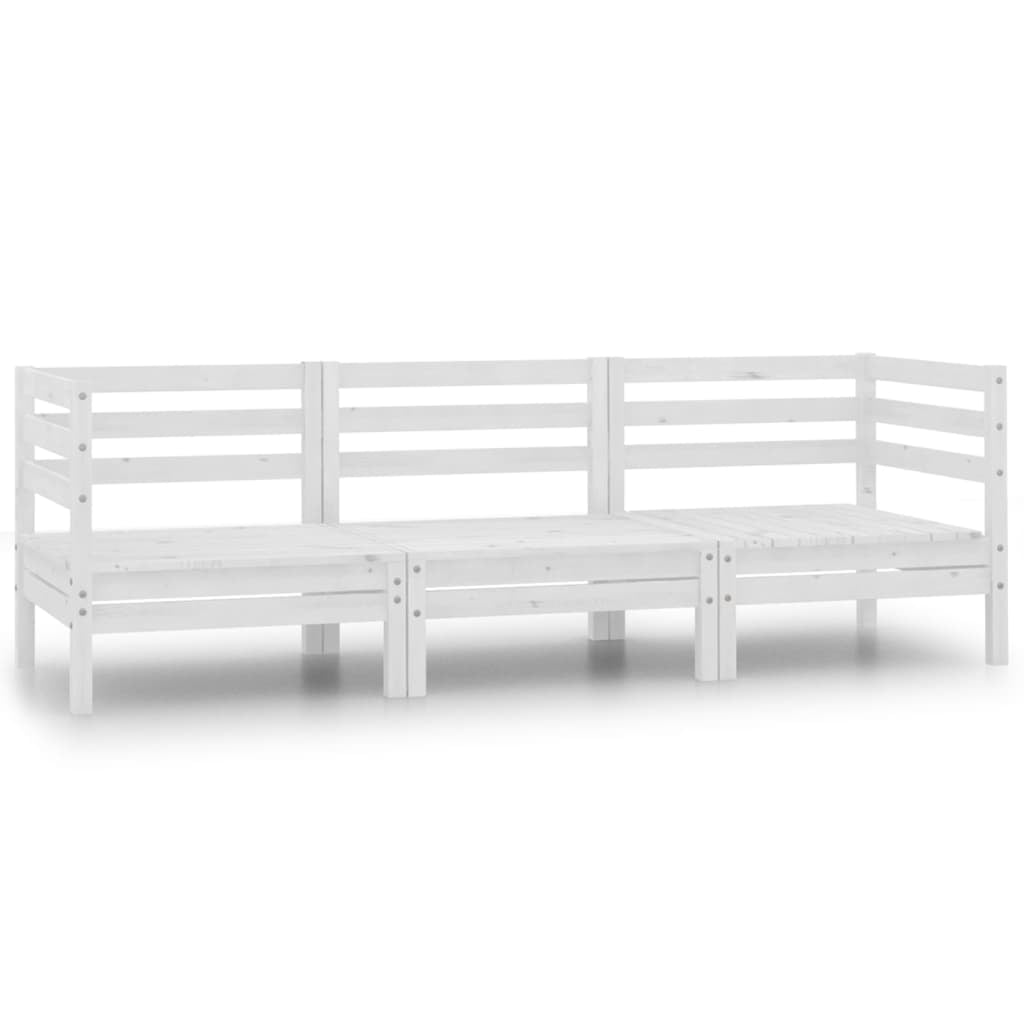 vidaXL Ensemble de Salon de Jardin 3 Pcs Pin Massif Blanc