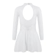 thumbnail image 2 of Linjinx Filles Enfants Justaucorps Robe de Danse Ballet à Manches Longues en Maille à Strass Assemblée Costume de Compétition de Patinage Artistique Blanc 16, 2 of 7