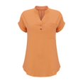 thumbnail image 5 of T-Shirts Femmes Plus Mode Décontractée Col en V Boutonné Manches Courtes avec Poches - Hontri, 5 of 5