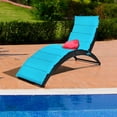 thumbnail image 3 of Gymax Lot de 2 Chaises Longues Pliables en Rotin Osier avec Coussin Turquoise pour Patio Extérieur, 3 of 10