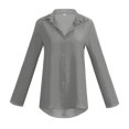 thumbnail image 2 of Women‘s Business Loose Fit Plus Size Button Down Blouses Long Sleeve Tops Green XXL, 2 of 6