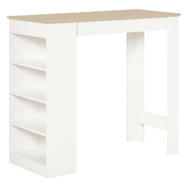 HOMCOM Bar Table, High Top Pub Table with 4 Storage Shelves for Home Bar
