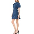 thumbnail image 4 of INSPIRE CHIC Robe en Denim pour Femme à Manches Courtes Bouffantes, Robe Chemise à Boutons, 4 of 6