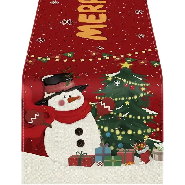 Boovnll Christmas Table Runner, 13x72" Linen Table Runner Winter Xmas Holiday Kitchen Table Decor for Christmas Dinner Table Party Decor, Christmas Decorations