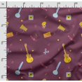 thumbnail image 2 of Soimoi Musical Instruments Print,Cotton Poplin, Sewing Fabric Sold by The Yard 42 Inch Wide,Sewing Craft Quilting/Quilt Making Fabric, Wine, 2 of 5