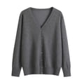 thumbnail image 1 of VgaVtl Long Sleeve Womens Sweaters V-Neck Womens Cardigan Sweaters Button up Regular Gray Solid Color Knitted Sweaters, 1 of 6