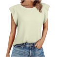 thumbnail image 1 of Yuyuzo T-Shirts d'Été pour Femmes à Manches Cap, Col Ras du Cou, T-Shirts Unis, Coupe Ample, T-Shirts Décontractés, 1 of 7