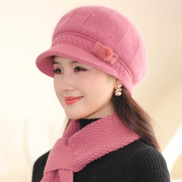 XZNGL Bonnet d'Hiver pour Femmes Coupe-Vent Extérieur Chaud Protection Bonnet Tricoté à Empiècements