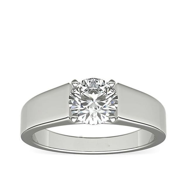 1.00 Carat Excellent Round Cut Real Diamond New Design Solitaire Ring for Wedding Solid 18K White Gold Size 11