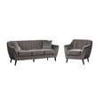 thumbnail image 1 of Topline Home Furnishings 2-piece Set: Sofa & Chair, Charcoal Velvet, 1 of 5