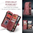 thumbnail image 3 of CaseMe Wallet Case Premium Handmade PU Leather Phone Case Card Slots Magnetic Closure Zipper Pocket Kickstand Flip Case with Hand Strap for iPhone 14 Pro (Wine Red), 3 of 10