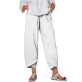 thumbnail image 1 of Innerwin Palazzo Pant High Waist Ladies Harem Pants Beach Solid Color Boho Trousers White M, 1 of 3
