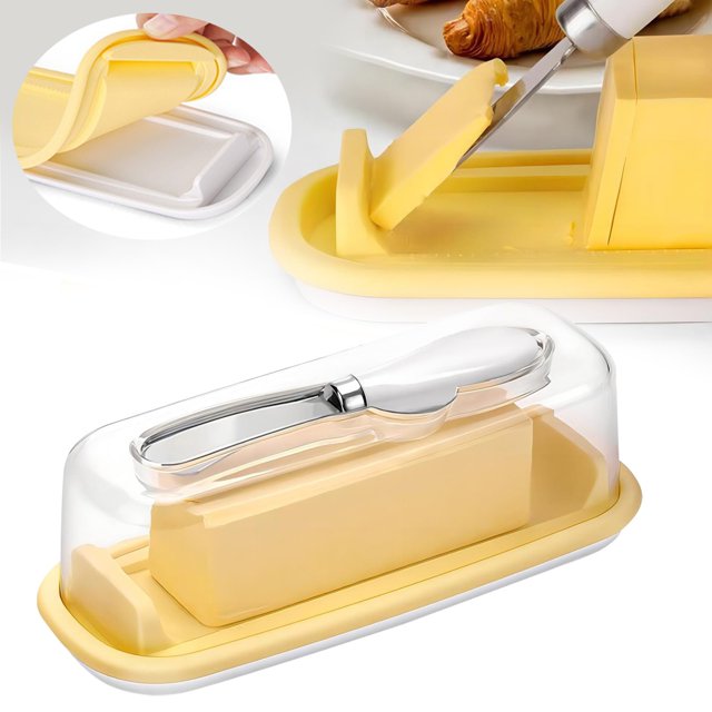Oleegame 1PC Produce Storage Sealed Butter Dish With Lid And To Keep Butter Fresh Easy To Scoop Butter Storage Counter Butter Rack Refrigerator Butter Container With Lid Butter Dish Yellow