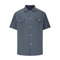 thumbnail image 4 of cfhntfmh Short Sleeve Shirts for Men Button down Summer Casual Collared V Neck Tops Solid Color Beach Blouses, 4 of 5