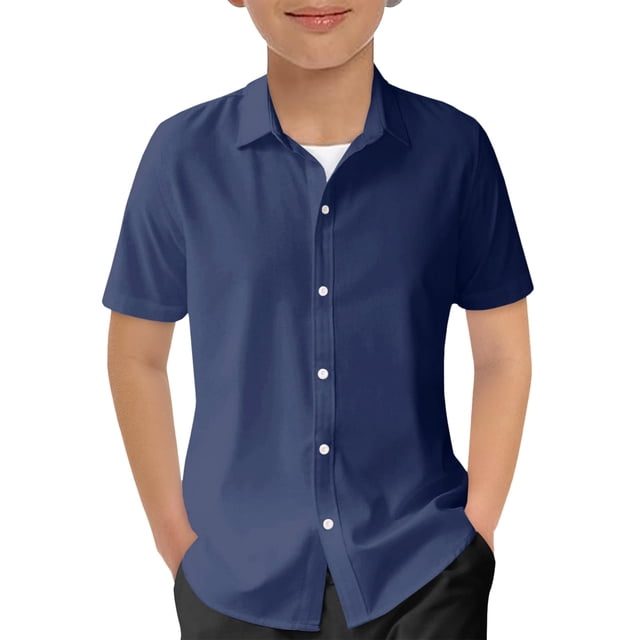 Kids Summer Casual Beach Shirt - Button Down, Gradient Design, Unisex, Perfect for 5-14 Years Old