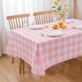 thumbnail image 2 of Pink Gingham Tablecloth Rectangle Table 60" X 120" - Oblong Polyester Pink and White Checkered Plaid Table Cover Reusable Water Resistant for Spring Valentine Summer Holiday Picnic Dinner Table Décor, 2 of 6