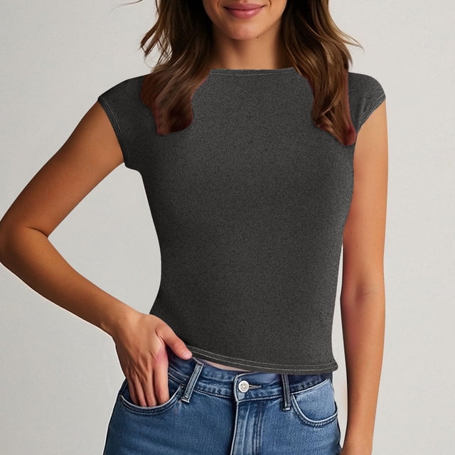 BLCHUNen Débardeurs pour Femmes Tendance Sans Manches à Enfiler Col Rond Coupe Ajustée Extensible Léger Entraînement Sport Actif Décontracté Hauts