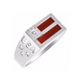 thumbnail image 2 of RYLOS Men's Rings 14K White Gold USA Flag Designer Ring With Diamonds and Red Quartz Rings For Men Size 11, 2 of 5