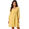 thumbnail image 1 of INSPIRE CHIC Robe en Chiffon Fluide à Manches Mi-Longues et Col en V pour Femmes, 1 of 6