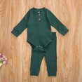 thumbnail image 3 of Combinaisons de Bébé en Tricot, Boutons Col Rond Manches Longues Haut + Pantalon Long Élastique, 3 of 6