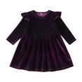 thumbnail image 2 of EGNMCR Vêtements pour Bébé Fille Robe Princesse Couleur Unie Macramé à Manches Longues Col Rond, 2 of 4