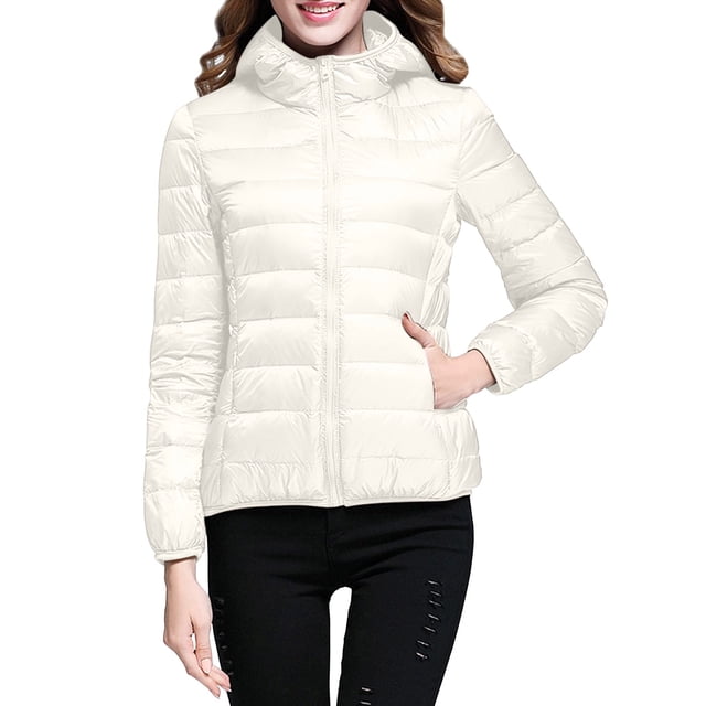 Packable down Jacket, Lightweight Hooded Puffer, White Duck down Coat White Xxl , Coat