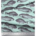 thumbnail image 2 of Soimoi Green Poly Georgette Fabric Fish Ocean Print Sewing Fabric Yard 52 Inch Wide, 2 of 2