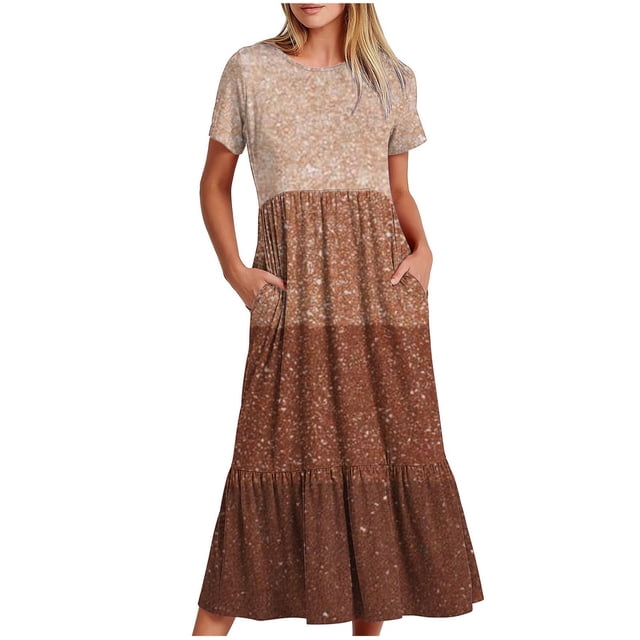 Robes pour Femmes Robe Imprimée à Manches Courtes et Col Rond