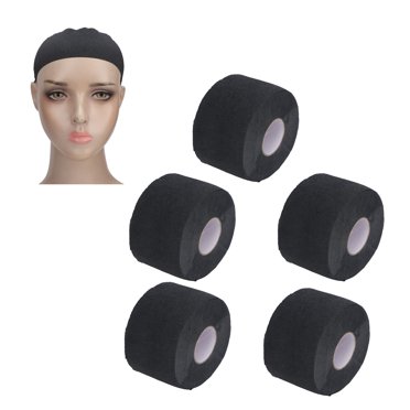 5 Rouleaux Bandes de Cou en Papier Jetables Auto-Adhésives Élastiques pour Coupe de Cheveux Noir