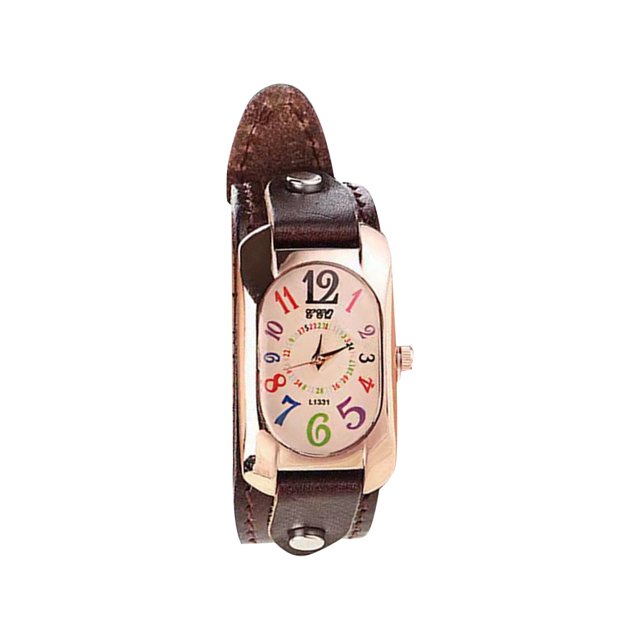 HBFAGFB Montre pour Femme Quartz Bracelet en Cuir Rectangulaire Montre Numérique Colorée Robe Mignonne A