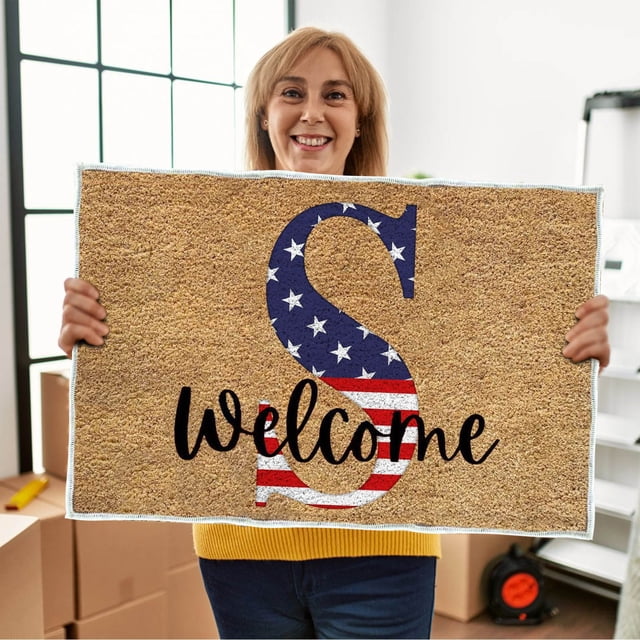 HOARBOEG 4th Of July Door Mat Patriotic Doormat Entryway Rug Welcome Independence Day Doormat Stain And Fad Patriotic Decor Welcome Outdoor MatFloor Mat Doormat Gift Decorative Pad