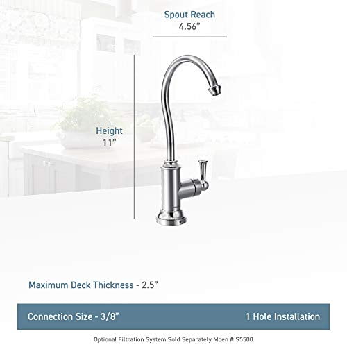 Moen S5510SRS Sip Robinet de Cuisine Traditionnel pour Eau Froide et Boissons avec Système de Filtration en Option, Acier Inoxydable Résistant aux Taches
