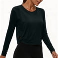 thumbnail image 2 of cfhntfmh Hauts Courts à Manches Longues pour Femmes, Chandails d'Entraînement Athlétiques de Gym, T-Shirt Court à Col Rond, Chandail de Course pour Femmes, 2 of 7