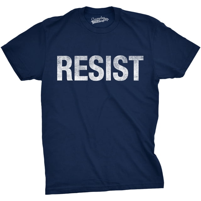 Mens Resist T Shirt Political Anti Authority Protest Tee Rebel Rally March Tee (Navy) - XXL