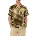 thumbnail image 1 of INSPIRE CHIC Men's Hawaiian Shirts Striped Button Down Short Sleeves Shirts Brown Yellow XL, 1 of 5