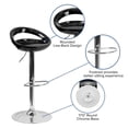thumbnail image 2 of Contemporary Black Plastic Adjustable Height Barstool with Rounded Cutout Back and Chrome Base, 2 of 9