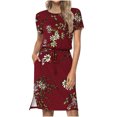 thumbnail image 2 of Robe d'Été pour Femmes 2024 Mode Grande Taille Décontractée Col Rond Bretelles Manches Courtes Imprimé Floral Robe Ample avec Poche Rabais de 50 % Liquidation!, 2 of 7