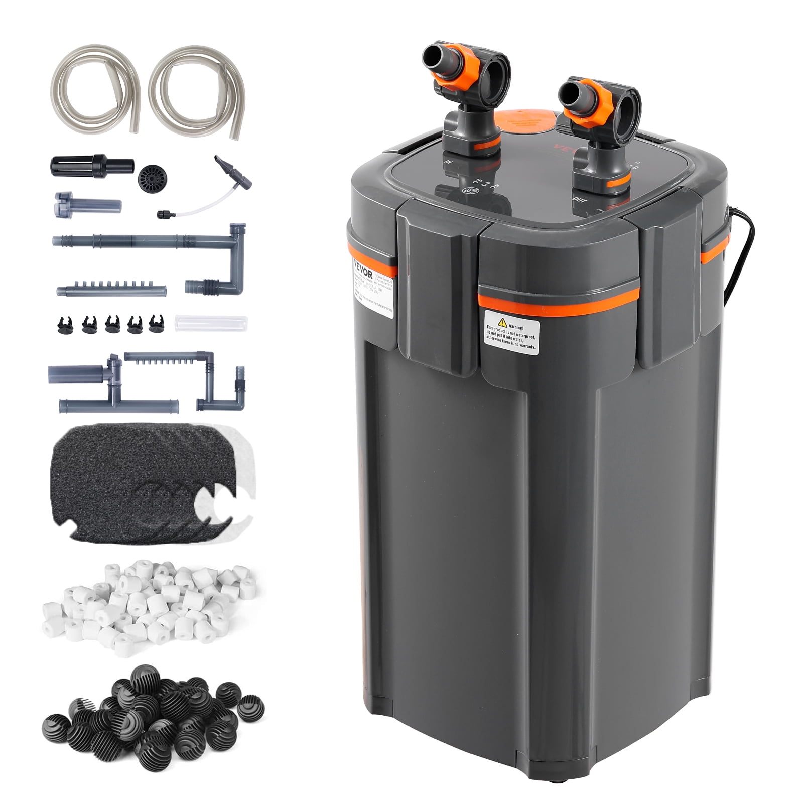 VEVOR Aquarium Filter 528GPH, 5-Stage Canister Filter 200 Gallon, Ultra-Quiet Internal Aquarium Filter with UV Protection, Submersible Power Filter with Multiple Function for Fish Tanks