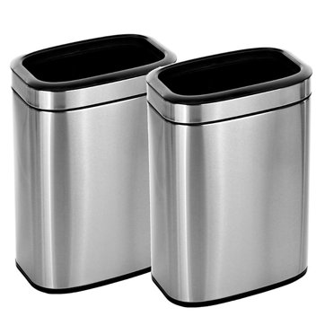 Alpine Industries Poubelle Rectangulaire à Doublure Ouverte en Acier Inoxydable de 5,3 Gal, Lot de 2