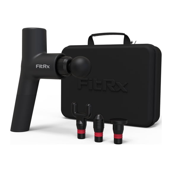 FitRx Massage Gun Handheld Deep Tissue Percussion Massager with Multiple Speeds and Attachments for Premium Neck & Back Muscle Relief
