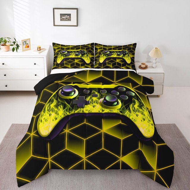 Kids Game Comforter Sets Toddler Size, Gamer Comforters & Duvets, Breathable 2-Piece