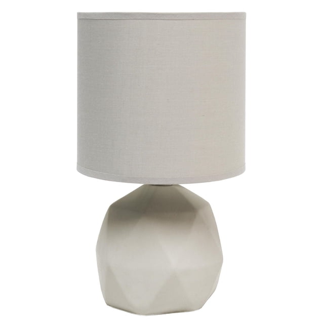 Simple Designs Lampe en Béton Géométrique avec base en Béton Facetté Gris Pâle et Abat-Jour Cylindrique en Tissu beige, une Lampe de table Moderne Idéale pour les Salons, les Chambres, les Bureaux Ou les Entrées, Convient Aussi à l'Éclairage d'Ambiance.