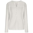 thumbnail image 3 of Yuyuzo Womens Long Sleeve Fall Tops Half Button V Neck Loose Fitted Shirts Comfy Textured Blouses, 3 of 5