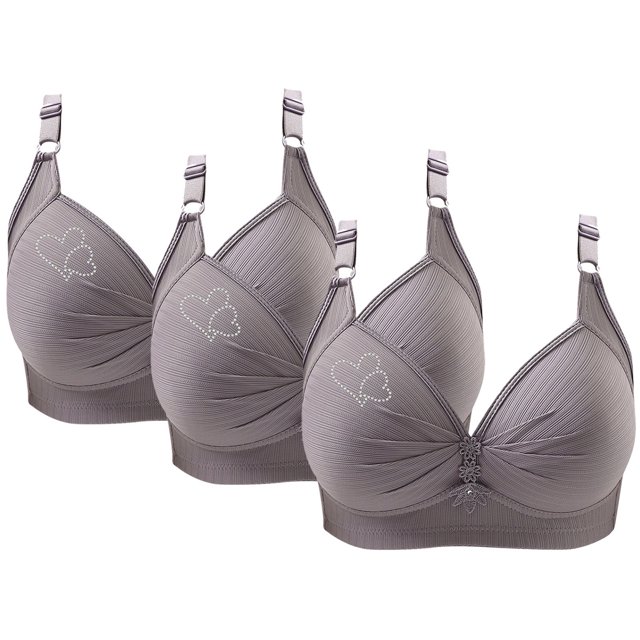 Bras for Women, 3PCS Womans Printing Gathered Together Large Size Daily Bra Underwear No Rims